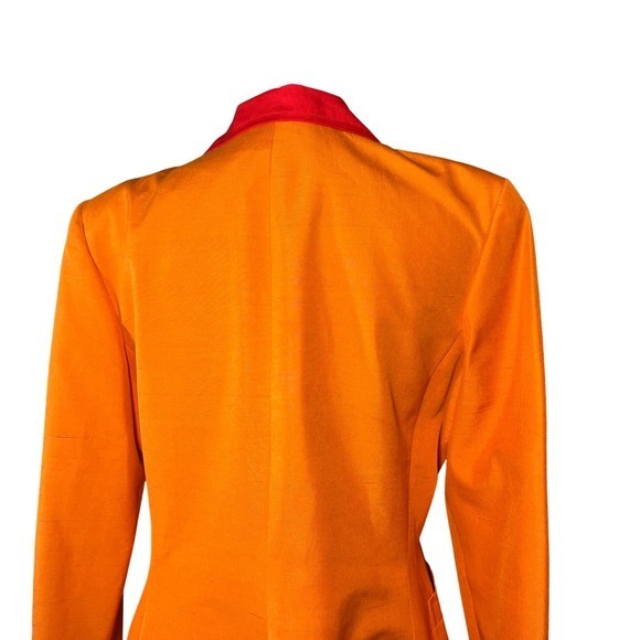 Vintage Bill Blass‎ Dress Jacket Orange Yellow Red Colorblock Silk Blazer Sz 8 - Picture 7 of 10